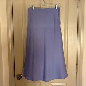 Forever 21 Periwinkle Lavender Satin A-Line Midi Skirt size L